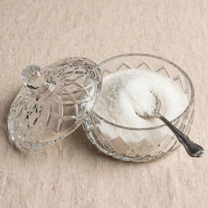 Diamond Cut Crystal Glass Sugar & Treat Bowl with Lid – 10x11cm