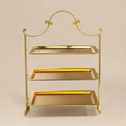 Luxury Gold 3-Tier Rectangular Candy & Sweets Display Stand