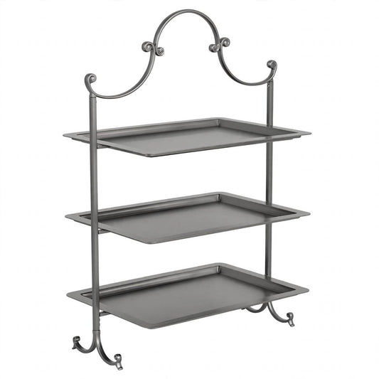 Nickel 3-Tier Rectangular Candy & Sweets Display Stand