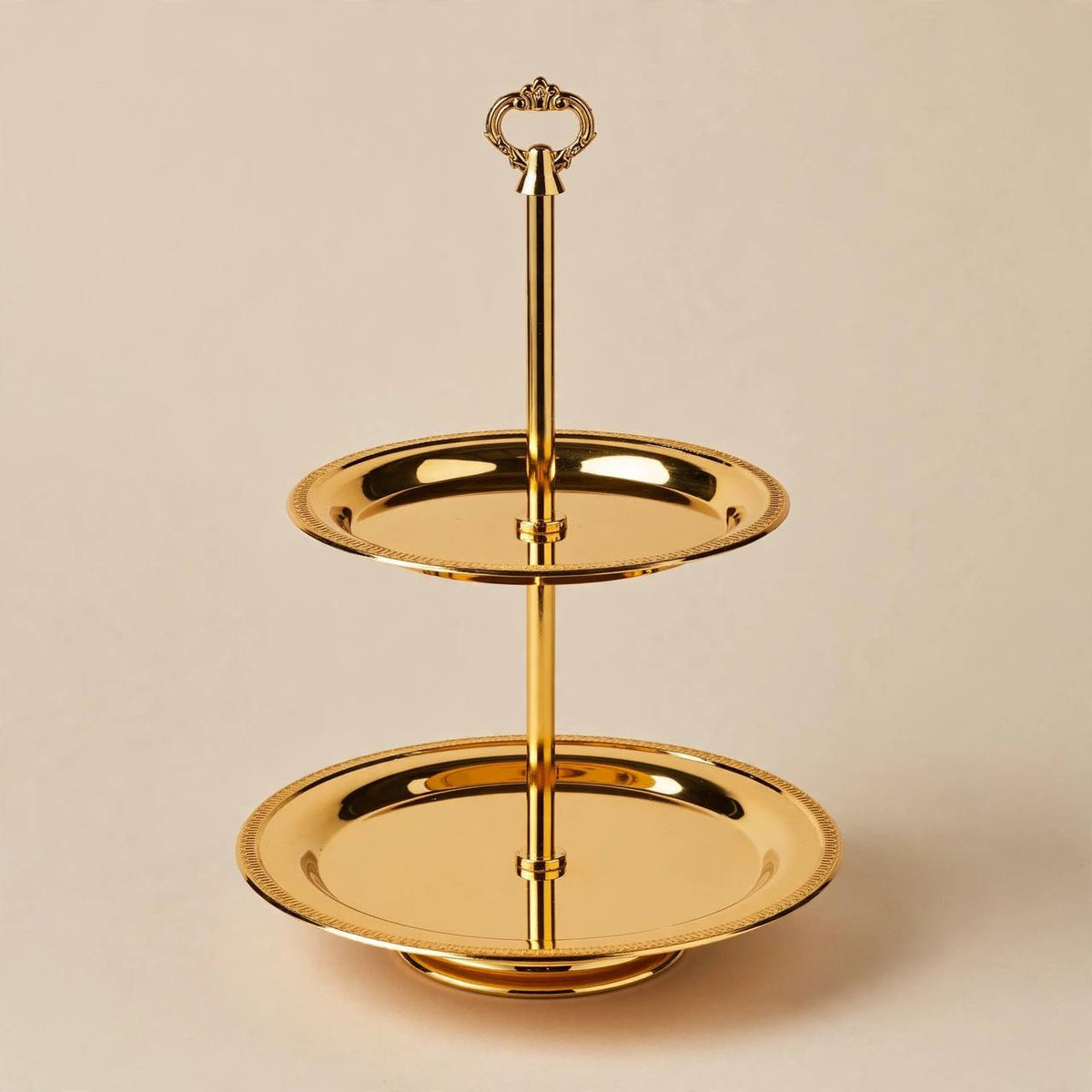 Luxury Gold 2-Tier Round Candy & Sweets Display Stand with Embossed Rims