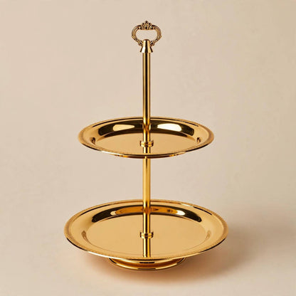 Luxury Gold 2-Tier Round Candy & Sweets Display Stand with Embossed Rims