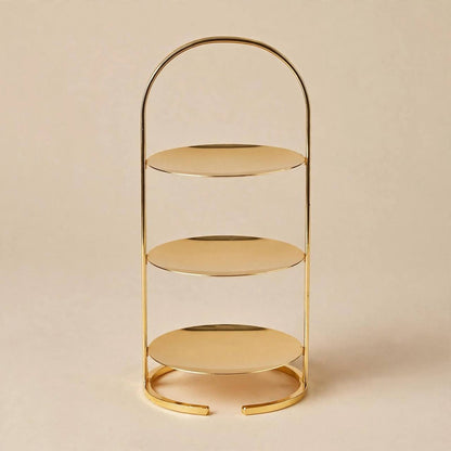 Mini Polished Gold 3-Tier Arched Round Candy & Sweets Display Stand