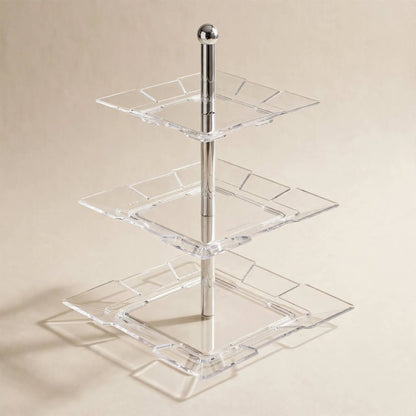Modern 3-Tier Square Geometric Acrylic Dessert & Candy Display Stand