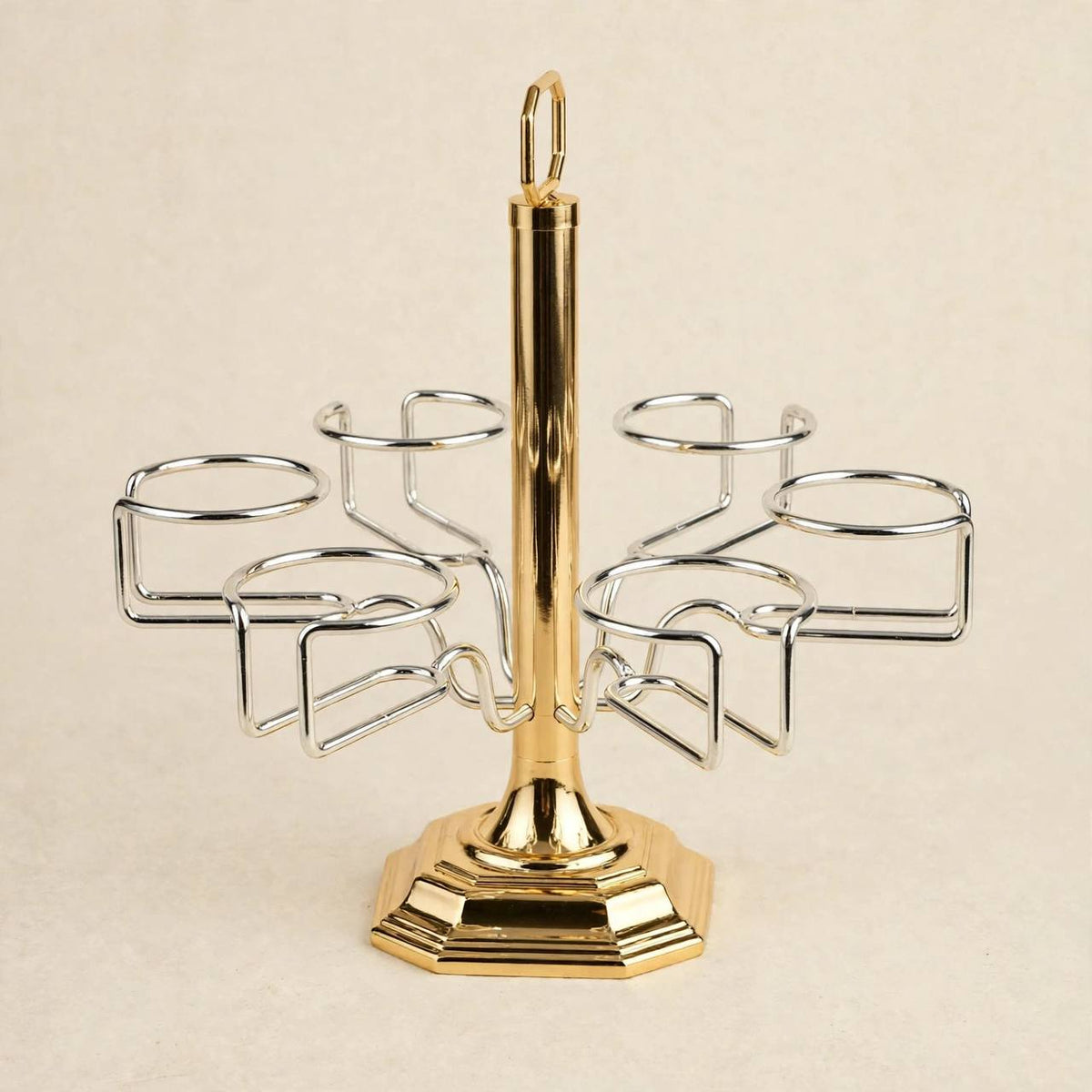 6-Cup Vertical Tea Glass (Estikanat) Holder – Gold & Silver Two-Tone