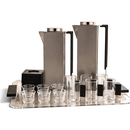 Al Marjan Complete Luxury Hospitality Serving Set – Matt Silver & Black - 21 Pcs
