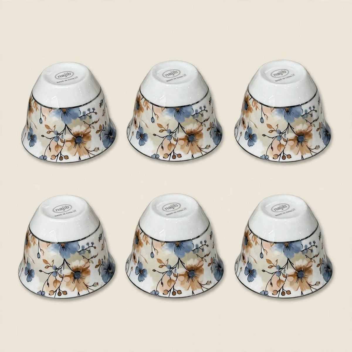 Fluted Cream & Floral Tea & Coffee Hospitality Set with Arched Cup Stand, Sugar Pot & Serving Tray
