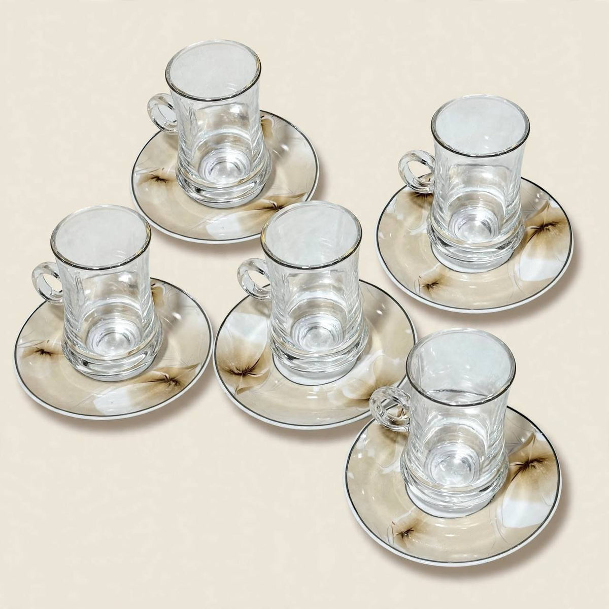 Modern Beige Wave Tea & Coffee Hospitality Set with Floral Porcelain, Sugar Pot, White Serving Tray & Autumn Centerpiece