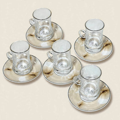 Modern Beige Wave Tea & Coffee Hospitality Set with Floral Porcelain, Sugar Pot, White Serving Tray & Autumn Centerpiece