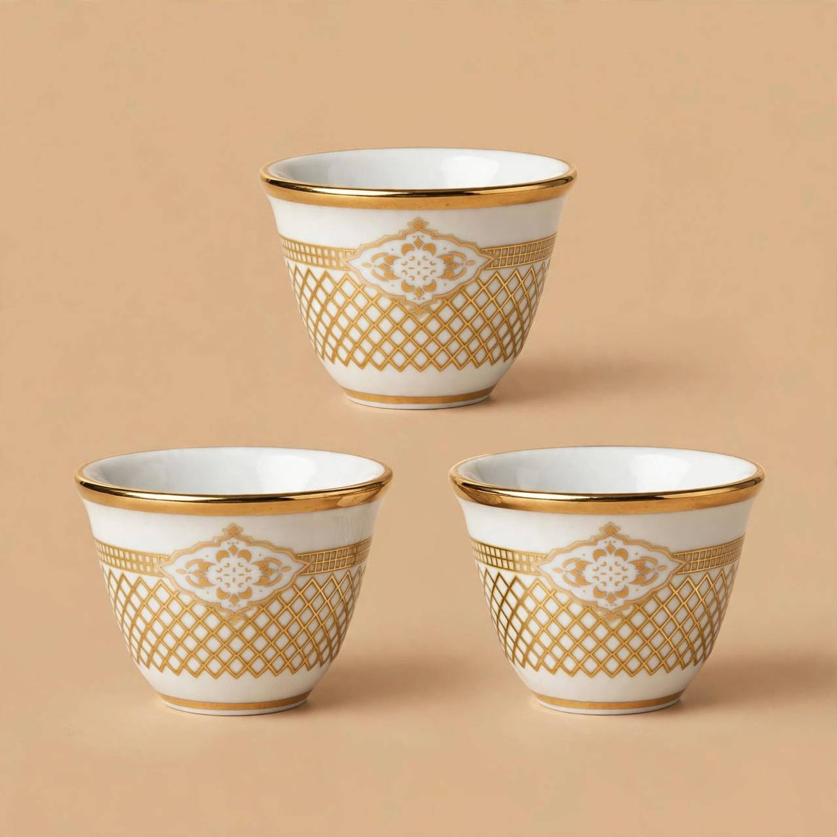 Arabic Coffee Cawa Cups 12 Pcs Set Gold Pattern
