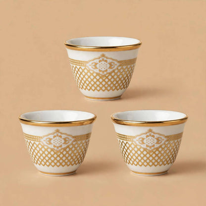 Arabic Coffee Cawa Cups 12 Pcs Set Gold Pattern