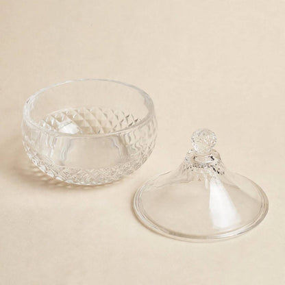 Tent-Lid Faceted Crystal Glass Candy Bowl – 13x10.5cm