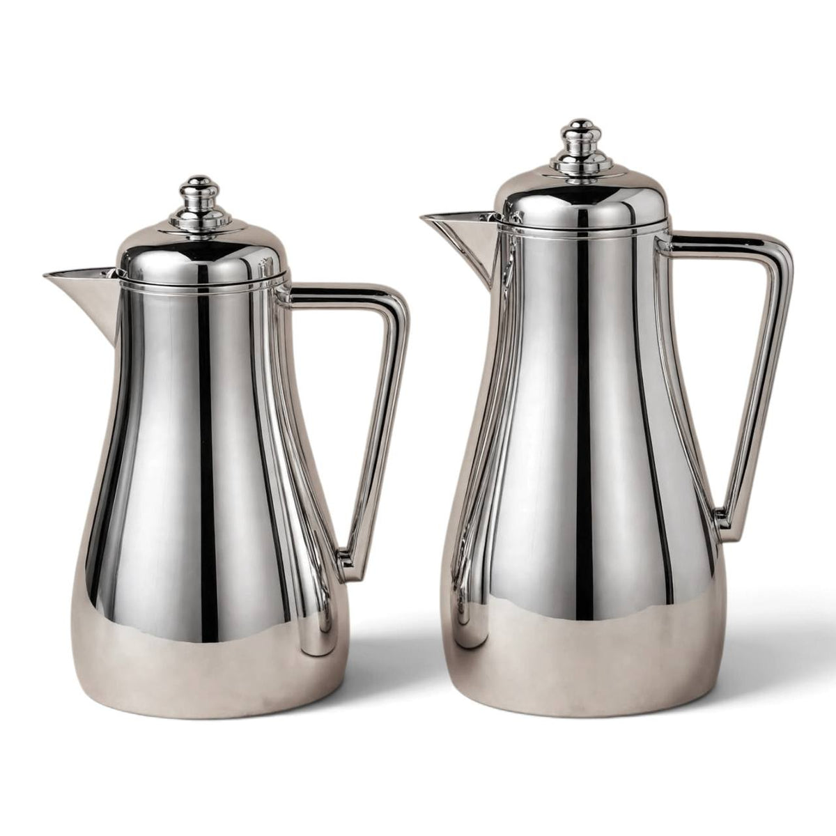 Al Saif Silver Arabic Coffee Thermal Dallah Set (2-Piece, 1L & 0.75L)