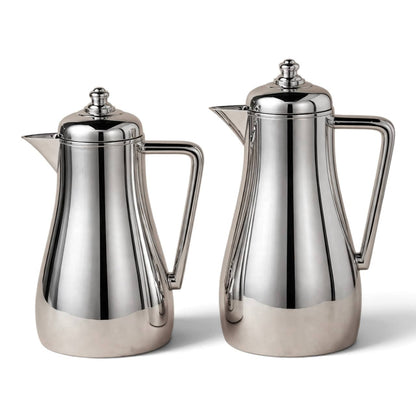 Al Saif Silver Arabic Coffee Thermal Dallah Set (2-Piece, 1L & 0.75L)