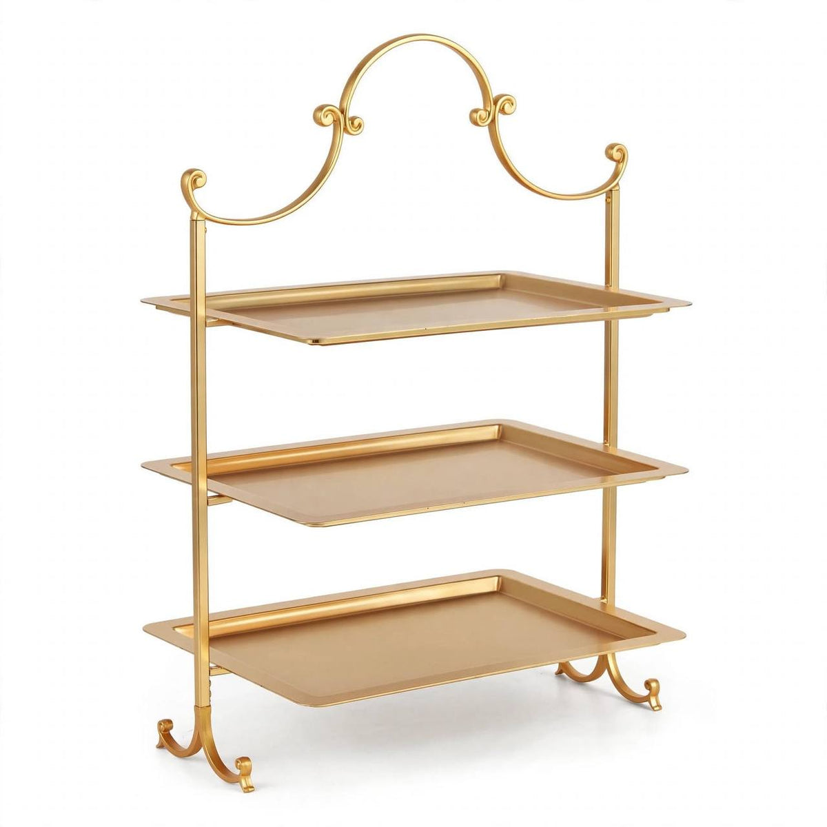 Luxury Gold 3-Tier Rectangular Candy & Sweets Display Stand