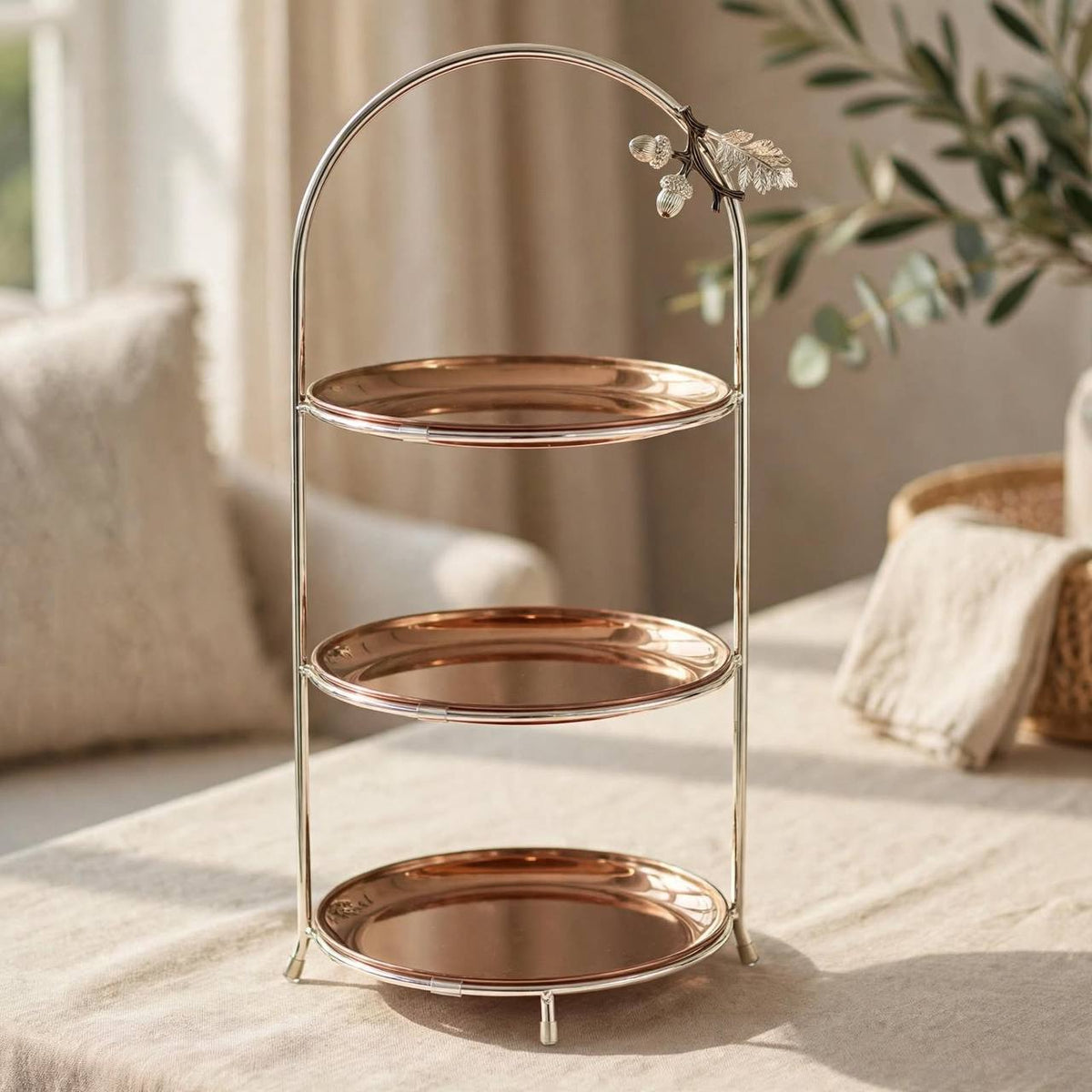 Silver & Gold-Tone 3-Tier Round Candy & Sweets Display Stand
