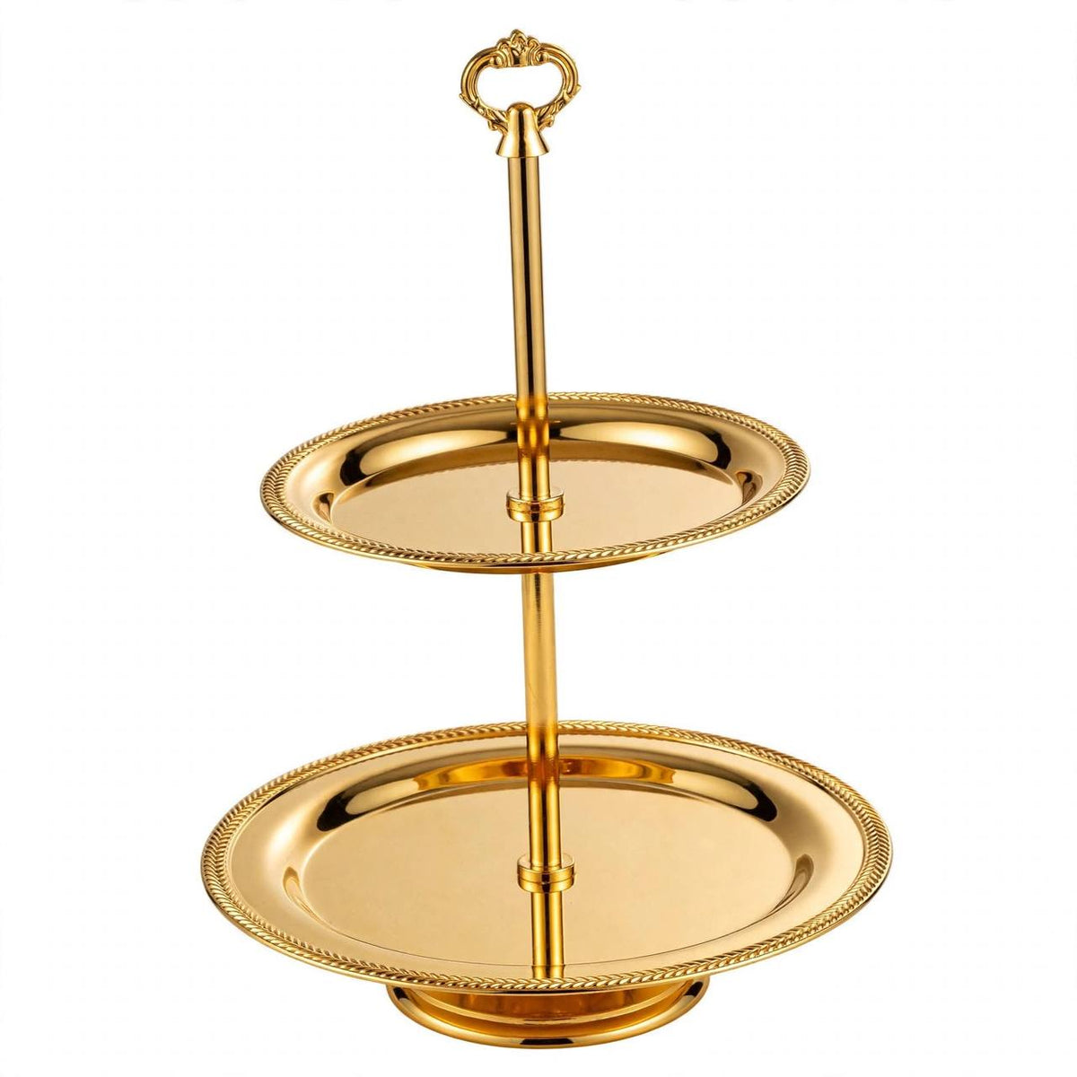 Luxury Gold 2-Tier Round Candy & Sweets Display Stand with Embossed Rims