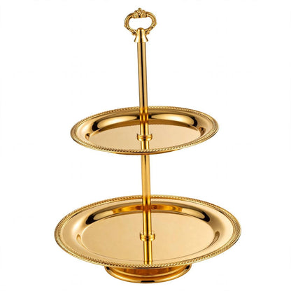 Luxury Gold 2-Tier Round Candy & Sweets Display Stand with Embossed Rims