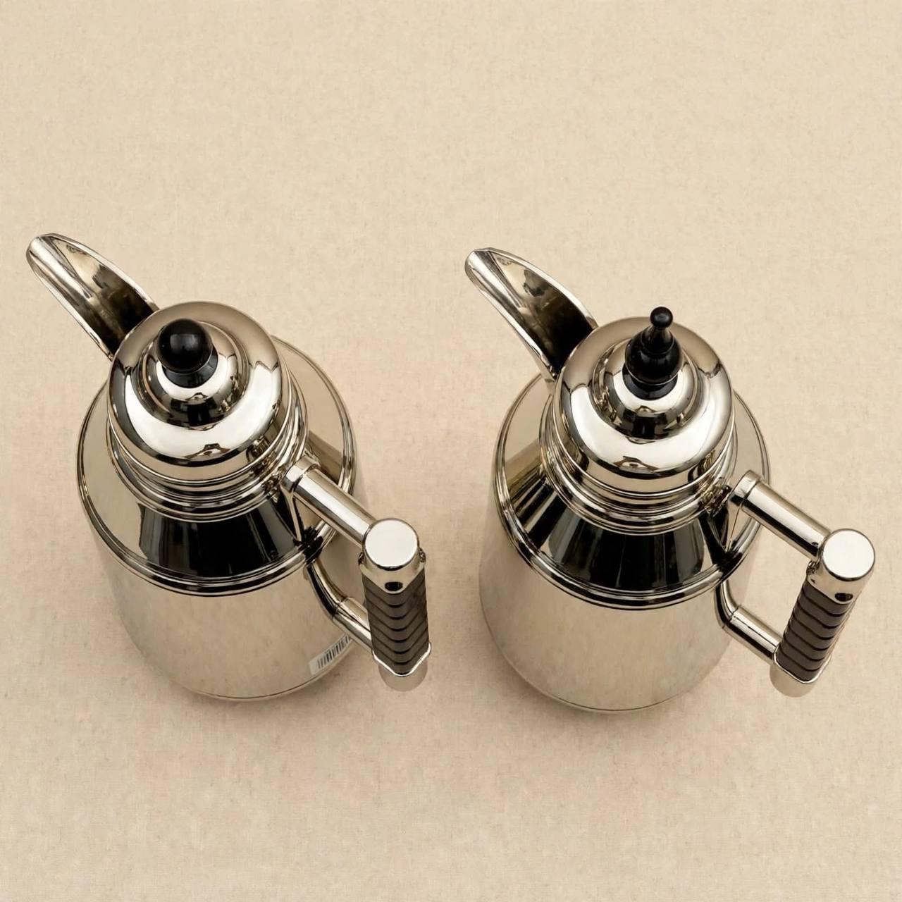 Mahra Polished Silver & Black 2-Piece Thermal Coffee & Tea Dallah Set