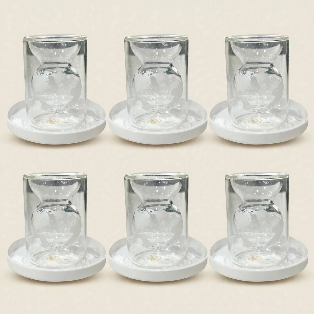 Marble Gray & Gold Tea & Coffee Set with Clear Acrylic Tray & Floral Accent