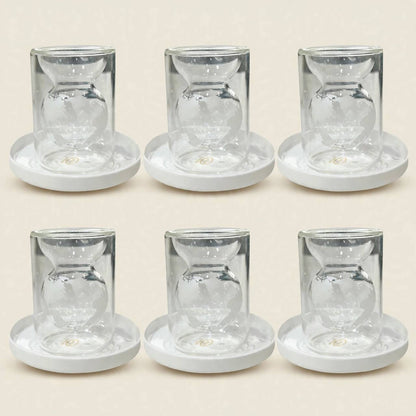 Marble Gray & Gold Tea & Coffee Set with Clear Acrylic Tray & Floral Accent
