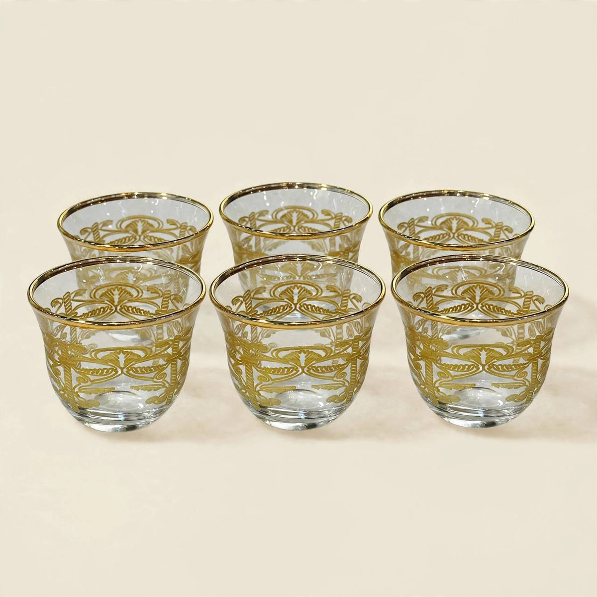 Royal Dual-Tone Chrome & Gold Tea and Coffee Hospitality Set with Gilded Palm Glassware, Baroque Tray & Crimson Bouquet