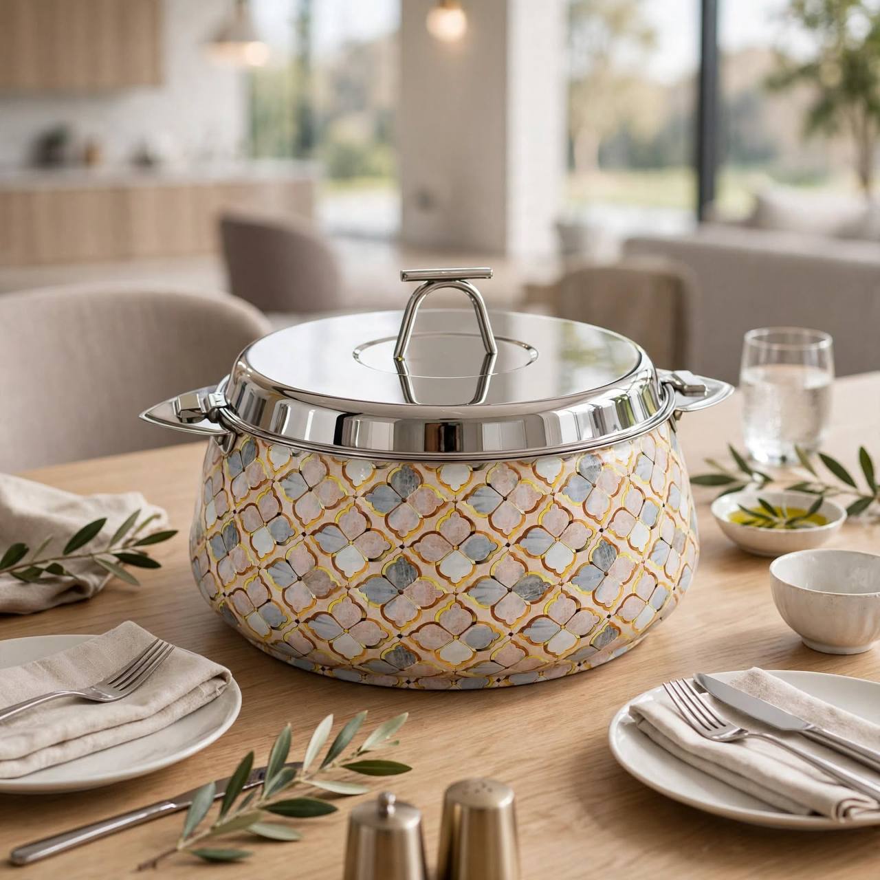 Pradeep Food Warmer with Pastel Pearl Mosaic Motif & Dual Locking Clamps – 7500 ml - Mawaeen