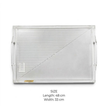 Clear Acrylic Serving Platter with Integrated Cutout Handles – 48 × 33 cm - L