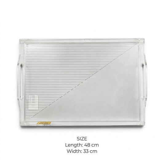 Clear Acrylic Serving Platter with Integrated Cutout Handles – 48 × 33 cm - L