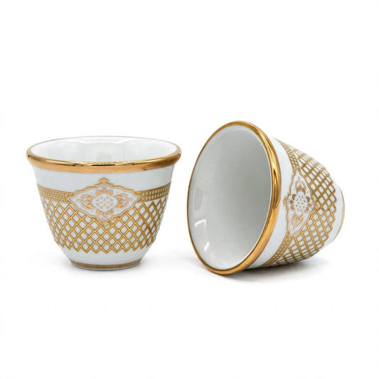 Arabic Coffee Cawa Cups 12 Pcs Set Gold Pattern