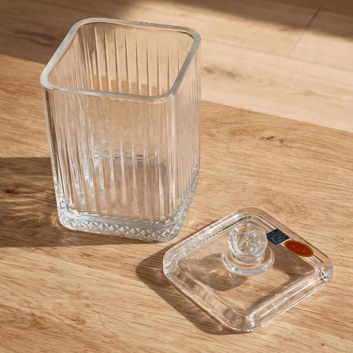Tall Ribbed Glass Candy Jar with Lid – 20x10cm