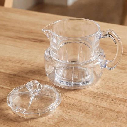Shatterproof Clear Acrylic Jam & Creamer Jug with Diamond Finial Lid – 12x8cm