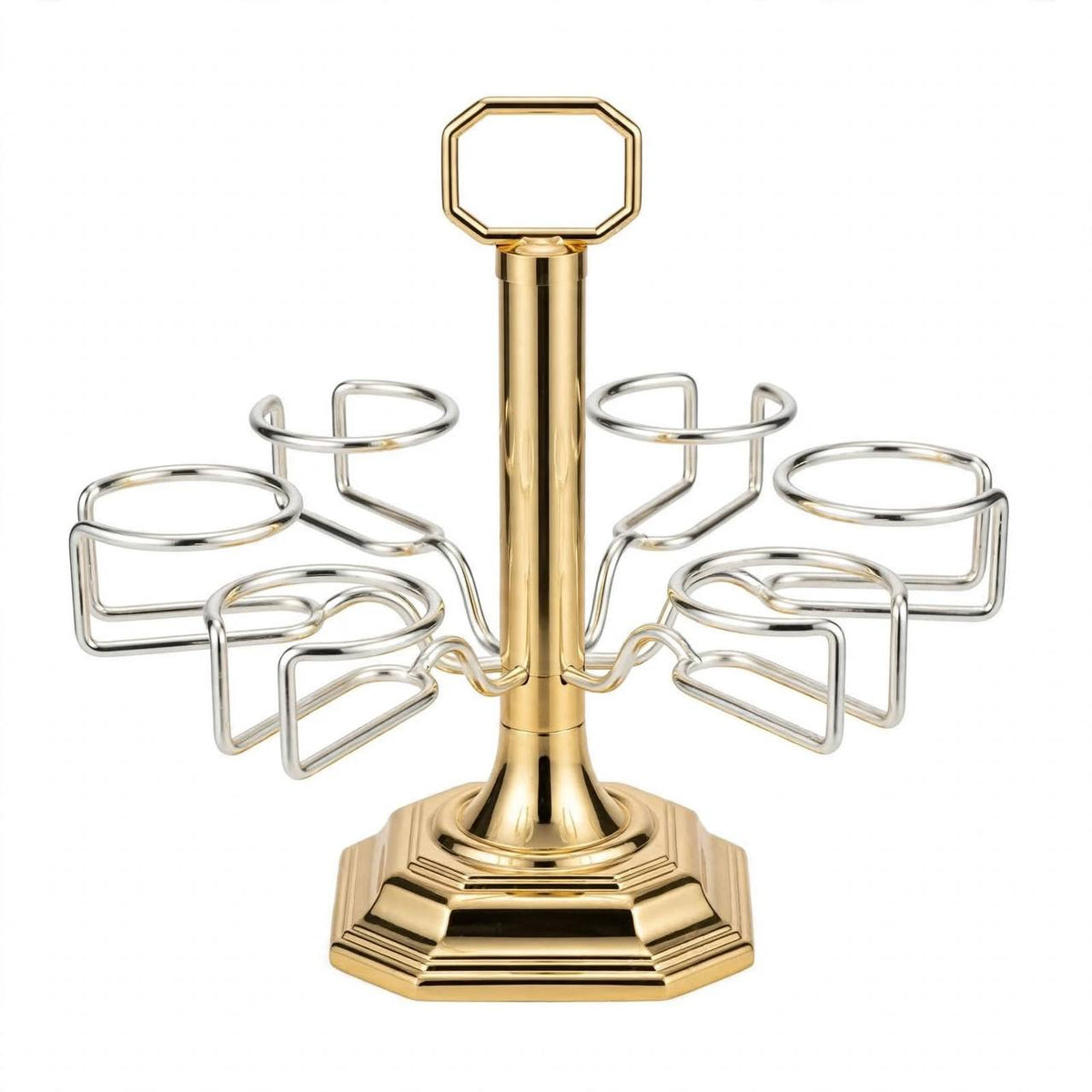 6-Cup Vertical Tea Glass (Estikanat) Holder – Gold & Silver Two-Tone