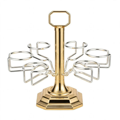 6-Cup Vertical Tea Glass (Estikanat) Holder – Gold & Silver Two-Tone
