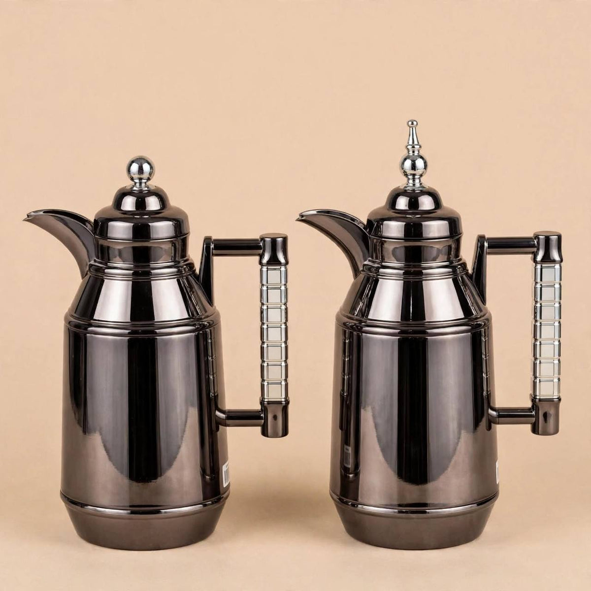 Mahra Polished Chrome & Silver 2-Piece Thermal Coffee & Tea Dallah Set