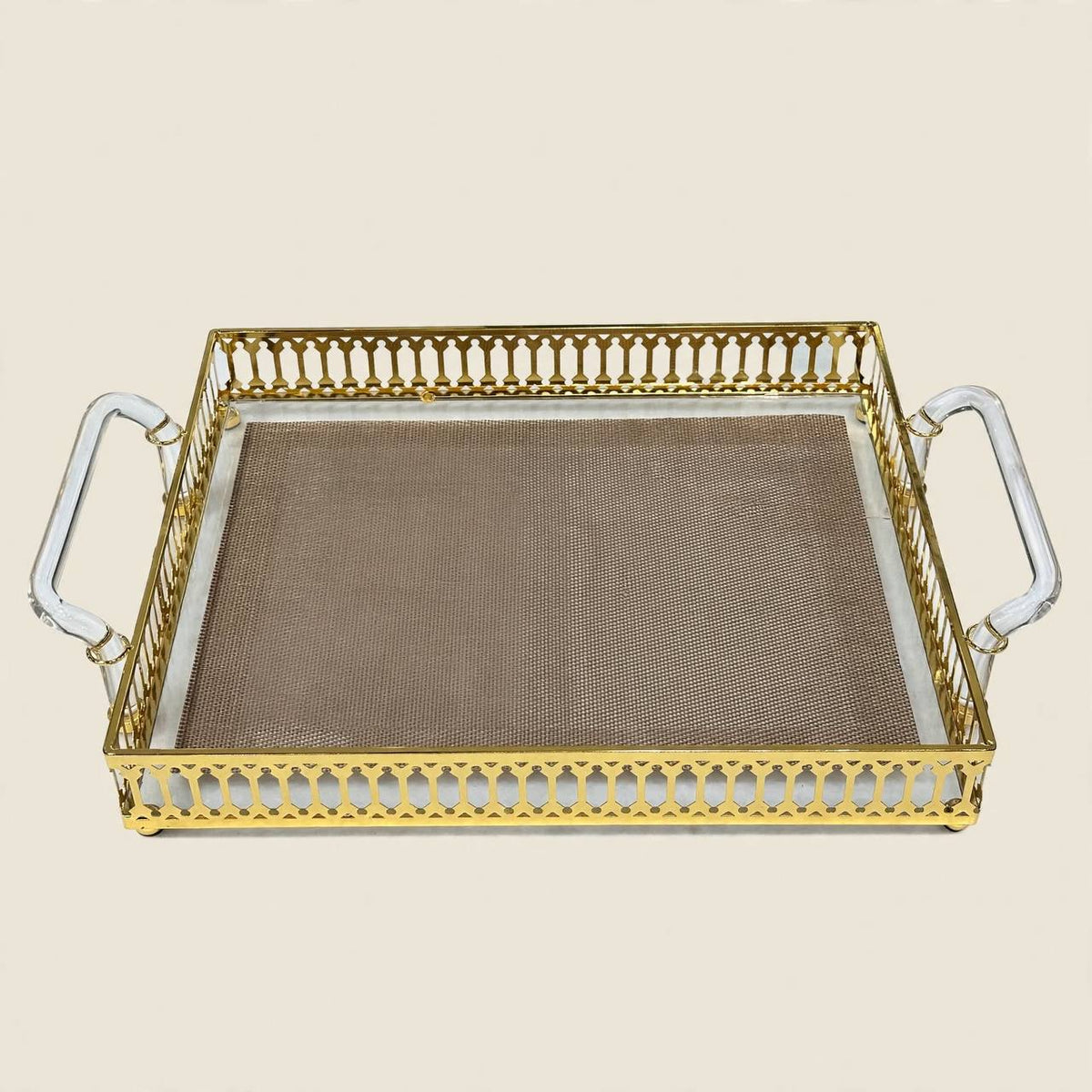 Luxury Tea & Coffee Set with Gold Tray & Floral Accent (Brown & Gold)