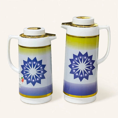 Royal Blue & Sun-Yellow Geometric Tea & Coffee Hospitality Set with Matching Serving Tray