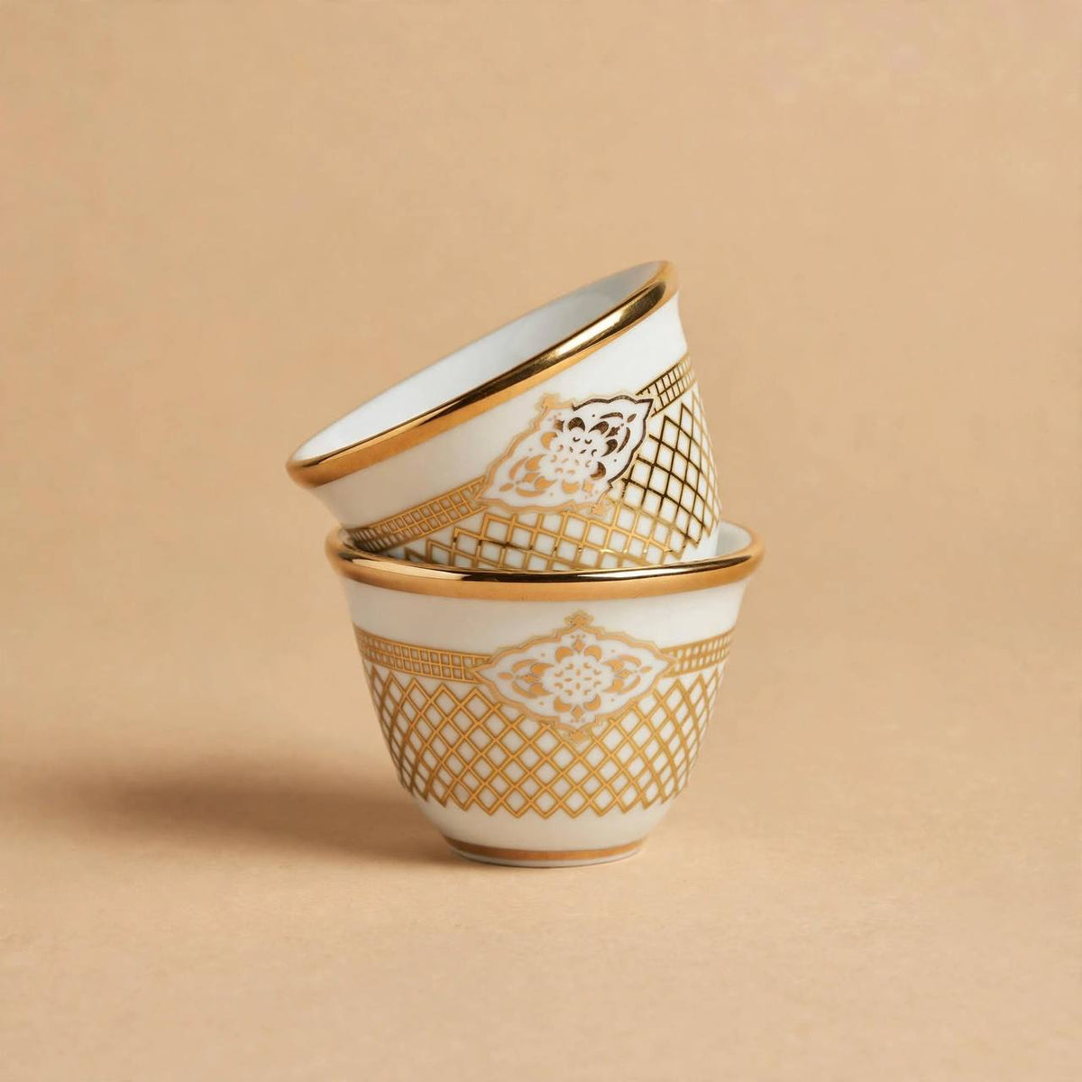 Arabic Coffee Cawa Cups 12 Pcs Set Gold Pattern