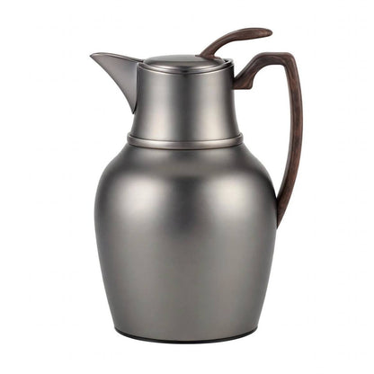 NGT Matt Chrome Thermal Dallah with Wood-Look Handle – 0.75 Liter