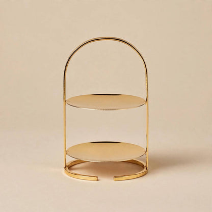 Mini Polished Gold 2-Tier Arched Round Candy & Sweets Display Stand