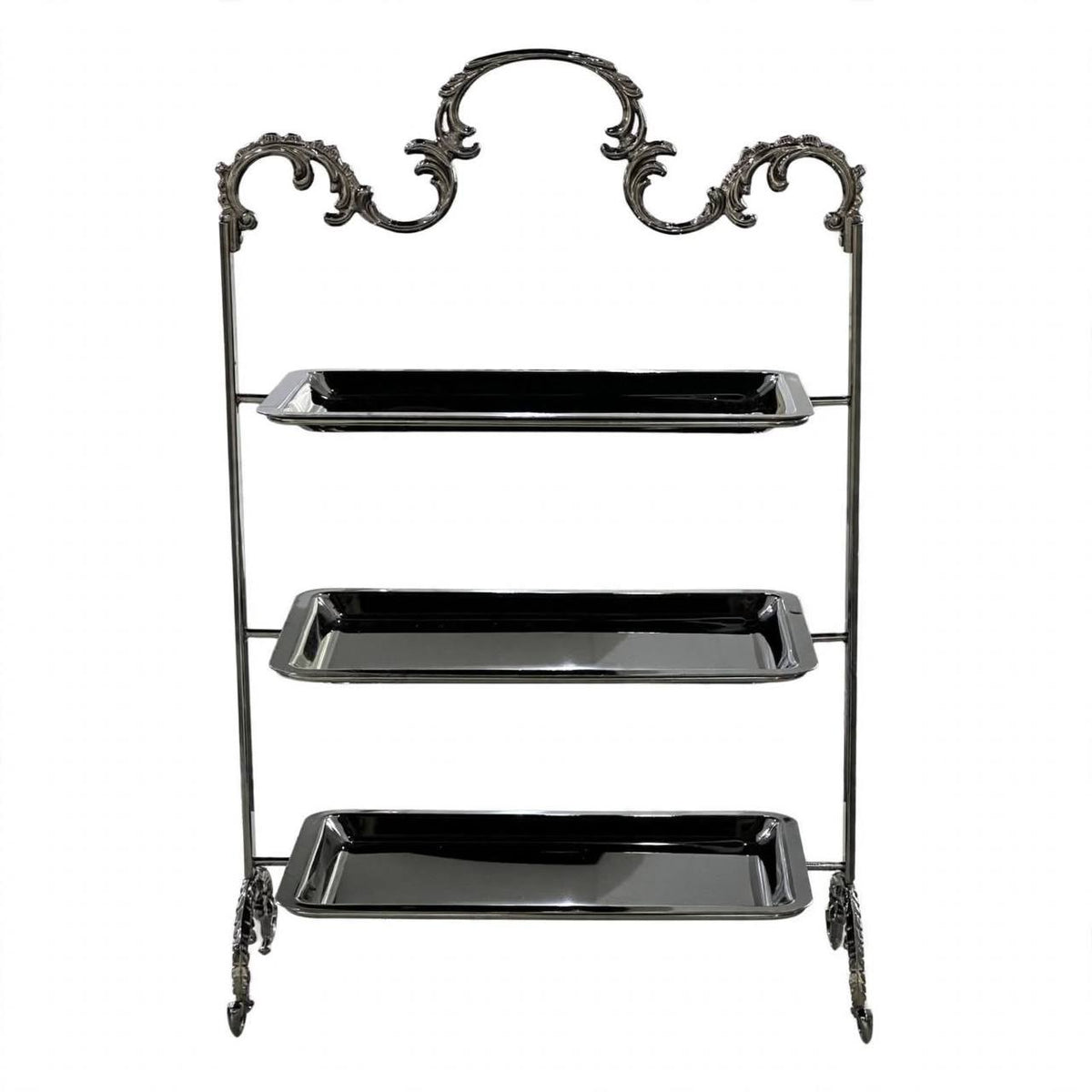 Elegant 3-Tier Rectangular Sweet & Dessert Display Stand – Polished Chrome