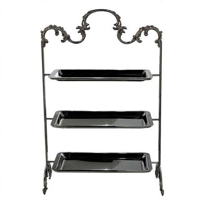Elegant 3-Tier Rectangular Sweet & Dessert Display Stand – Polished Chrome