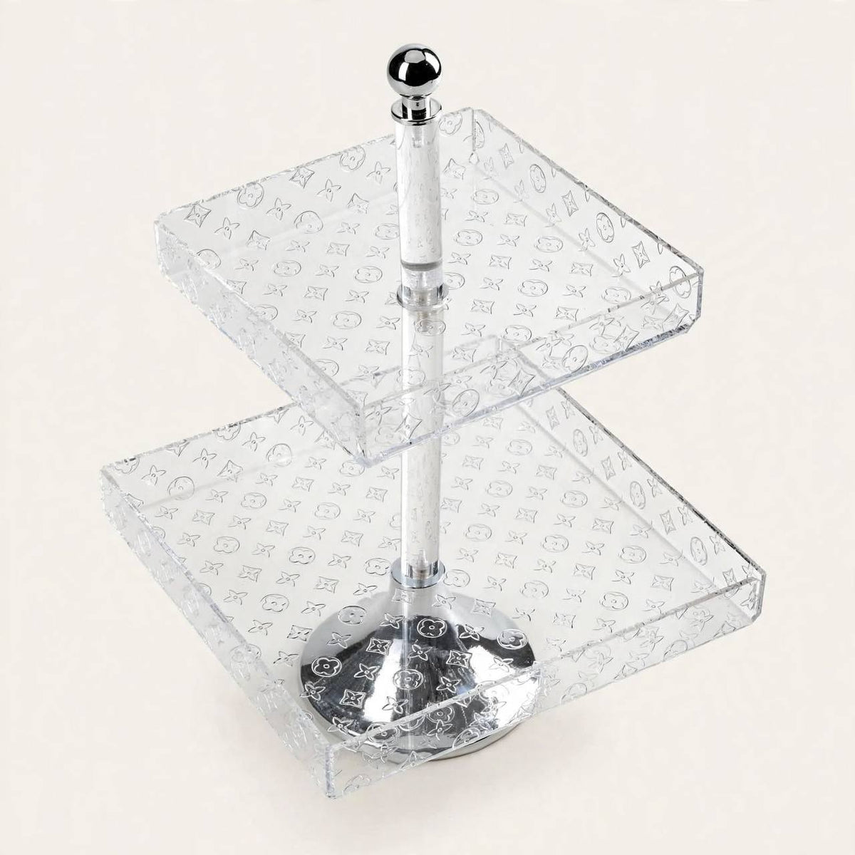 Luxury 2-Tier Embossed Acrylic Sweet & Hospitality Display Stand