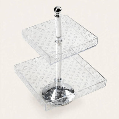 Luxury 2-Tier Embossed Acrylic Sweet & Hospitality Display Stand